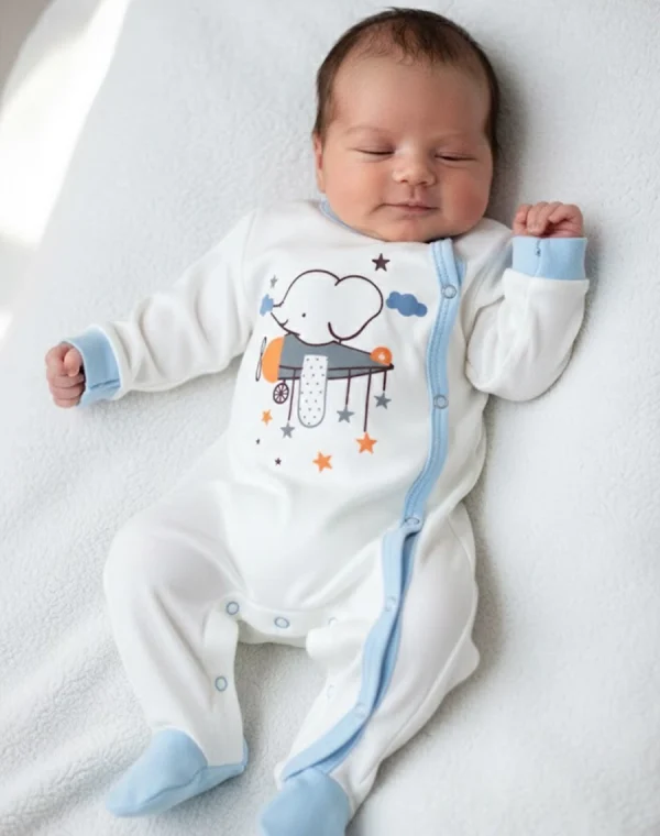 Second image of Grenouillere velour rasé Elephant