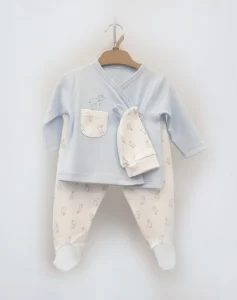 Pyjama cotton croisé bleu