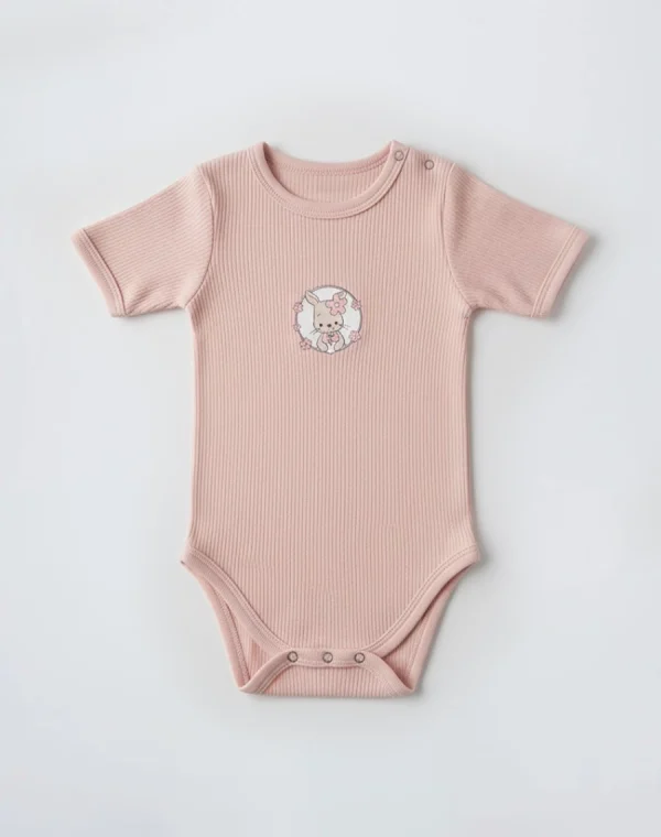 body demi manches rose