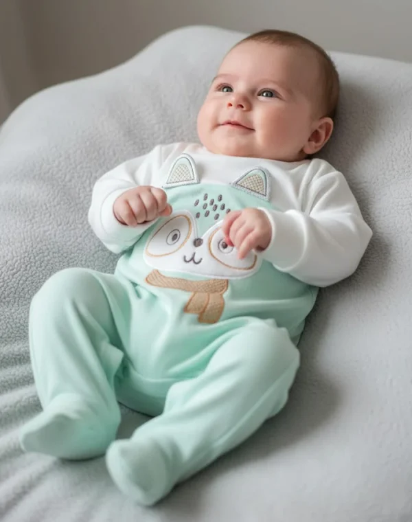 Second image of grenouillère velour-rasé avec motif deux couleurs-min