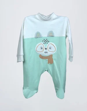 grenouillère velour-rasé avec motif deux couleurs-min