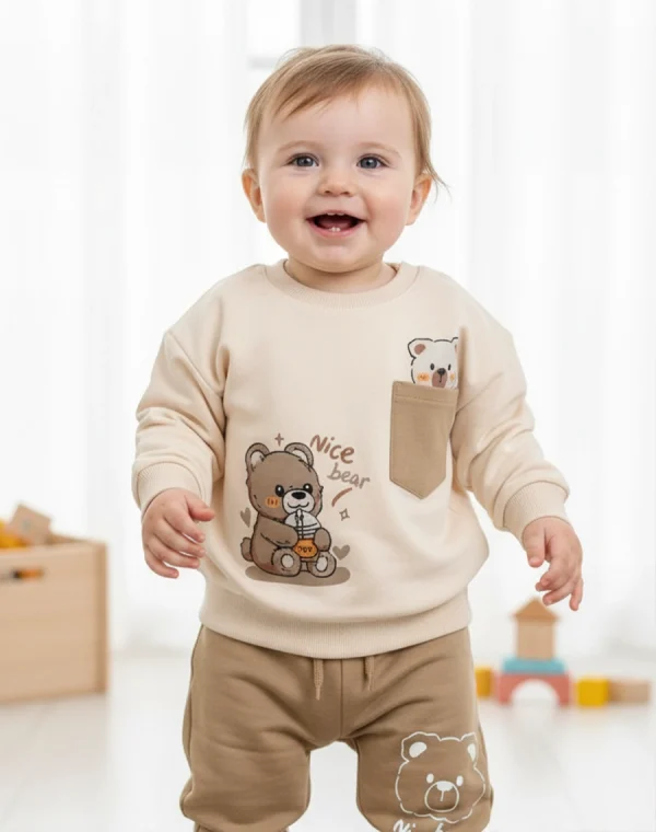 Second image of pyjama cotton marron