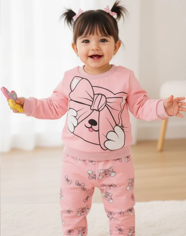 Second image of pyjama cotton pappillon rose