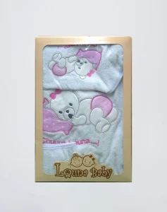 Cape de bain Ours rose